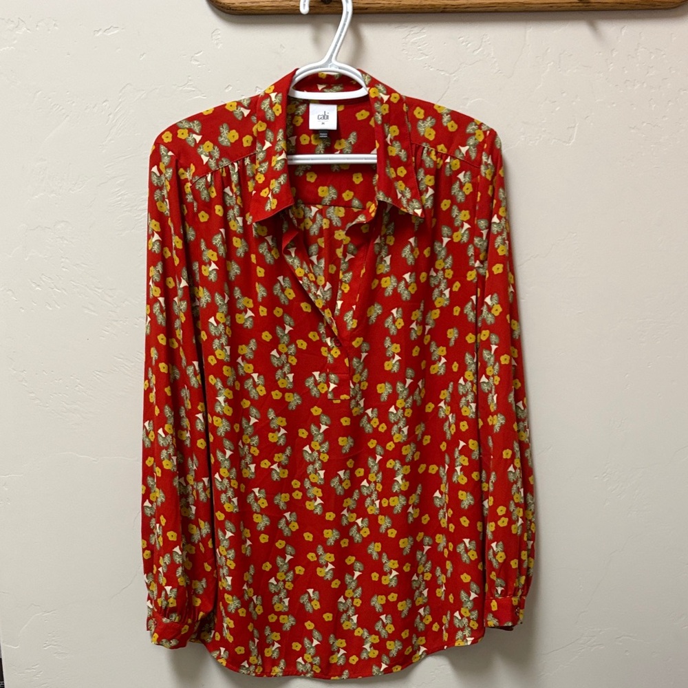 Cabi red floral top - Picture 1 of 7